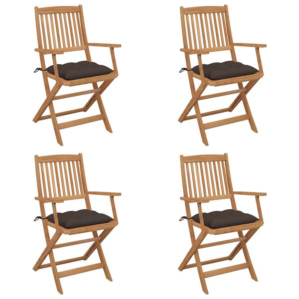 vidaXL Chaises pliables de jardin lot de 4 avec coussins Bois d'acacia