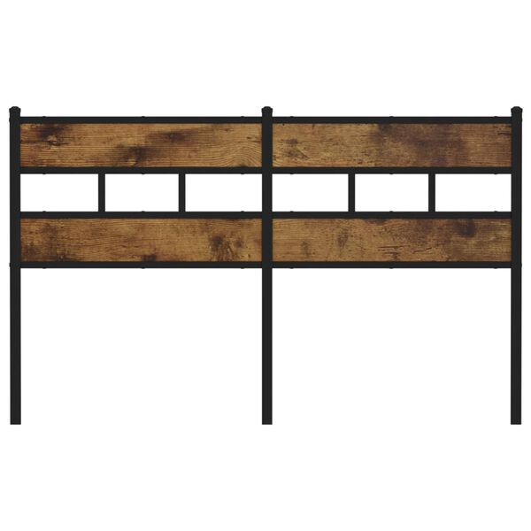 vidaXL T&ecirc;te de lit de remplacement ch&ecirc;ne fum&eacute; 150 cm fer et bois d'ing&eacute;nierie