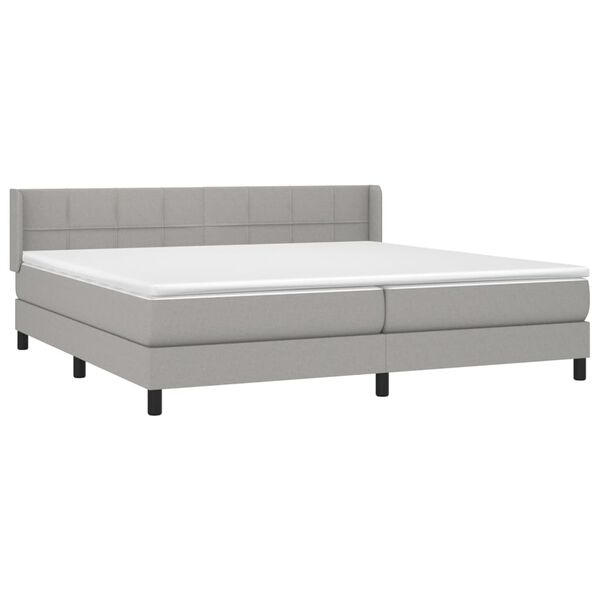 vidaXL Sommier &agrave; lattes de lit avec matelas Gris clair 200x200cm Tissu