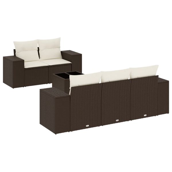 vidaXL Salon de jardin avec coussins 6 pcs marron r&eacute;sine tress&eacute;e