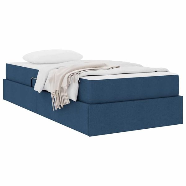 vidaXL Lit avec rangement et matelas Bleu 90 x 200 cm Polyester