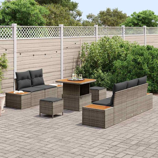 vidaXL Ensemble de canap&eacute; de jardin 8 pcs Gris clair et gris fonc&eacute;