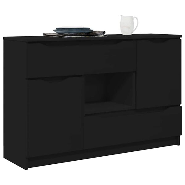 vidaXL Buffet avec tiroir Noir 100 x 30 x 65,6 Bois d'ing&eacute;nierie