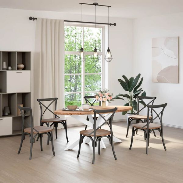 vidaXL Table à manger marron clair bois de chêne massif ovale