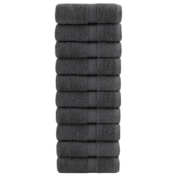 vidaXL Serviettes de toilette premium SOLUND 10 pi&egrave;ces Anthracite 30 x 30 cm 600 g/m&sup2;