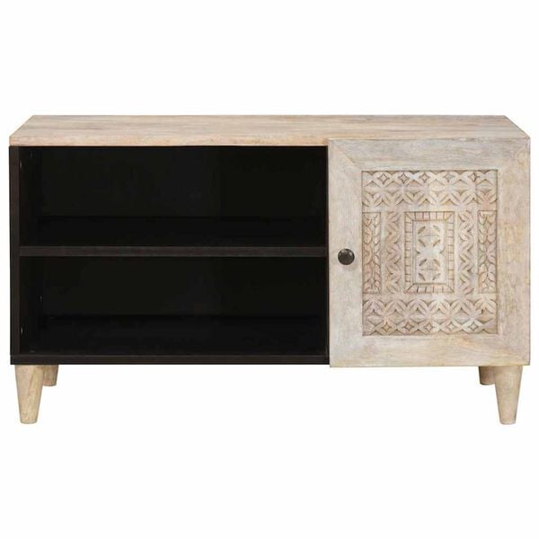 vidaXL Unites TV avec &eacute;tag&egrave;re Blanc 80 x 33 x 46 cm Bois d'ing&eacute;nierie