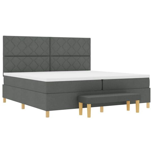 vidaXL Lit &agrave; ressorts avec matelas Gris fonc&eacute; 200 x 200 cm tissu