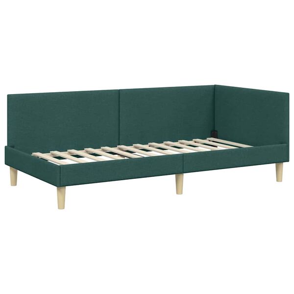 vidaXL Cadre de lit d'angle Vert foncé 80 cm x 200 cm Velours