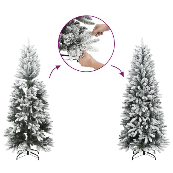 vidaXL Sapin de No&euml;l artificiel mince avec neige floqu&eacute;e 150 cm PVC/PE