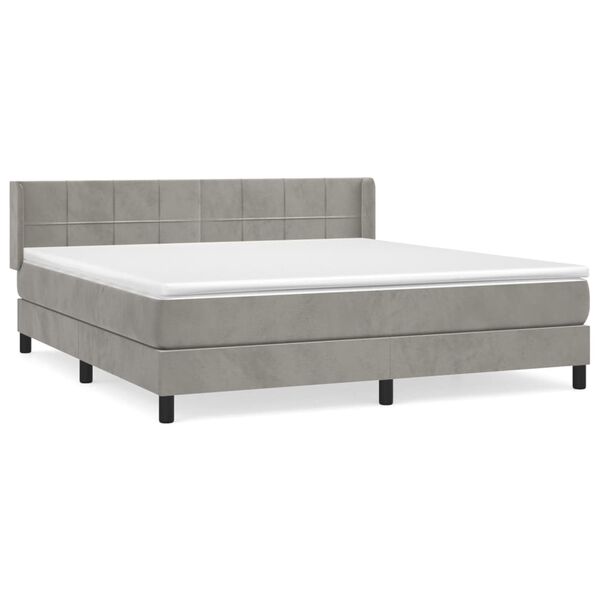 vidaXL Sommier &agrave; lattes de lit et matelas Gris clair 180x200cm Velours