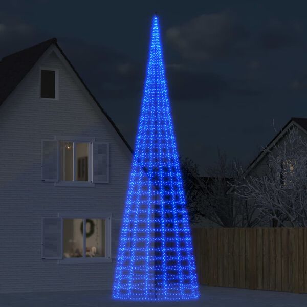 vidaXL Sapin de No&euml;l &agrave; LED sur m&acirc;t de drapeau 3000 LED bleu 800 cm