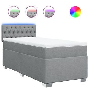 vidaXL Sommier &agrave; lattes de lit avec matelas gris clair 80x200 cm tissu