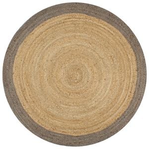 vidaXL Tapis fait &agrave; la main Jute avec bord gris 90 cm