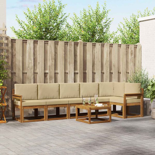 vidaXL Ensemble de canap&eacute;s d'ext&eacute;rieur 7 pcs Naturel et Beige