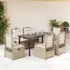 vidaXL Ensemble &agrave; manger de jardin et coussins 7 pcs beige poly rotin