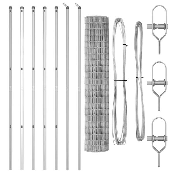 vidaXL Cl&ocirc;ture avec poteau Argent&eacute; 1,6 x 10 m Acier et PVC