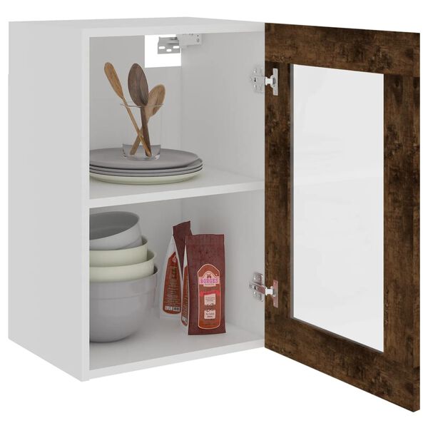 vidaXL Vitrine suspendue "Lyon" Ch&ecirc;ne fum&eacute; 40 x 31 x 60 cm Bois d'ing&eacute;nierie