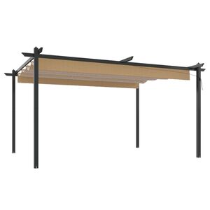 vidaXL Tonnelle de jardin avec toit r&eacute;tractable 4x3 m Taupe