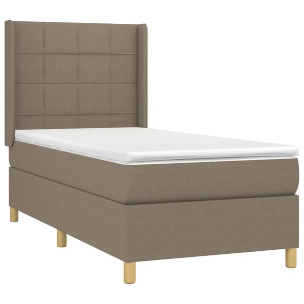 vidaXL Sommier &agrave; lattes de lit avec matelas Taupe 80x200 cm Tissu