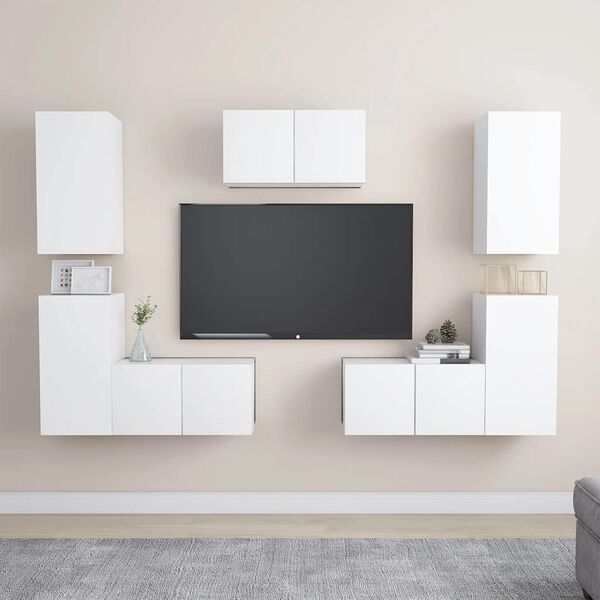 vidaXL Ensemble de meubles TV 7 pcs Blanc Bois d'ing&eacute;nierie