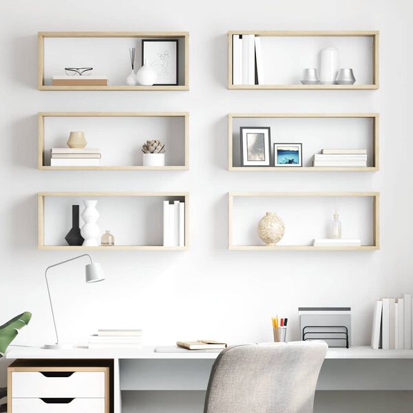 vidaXL &Eacute;tag&egrave;res murales cube 6 pcs Ch&ecirc;ne sonoma Bois d&rsquo;ing&eacute;nierie