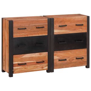 vidaXL Buffet 3 pc Marron 110 x 30 x 75 cm Bois d'Acacia Massif