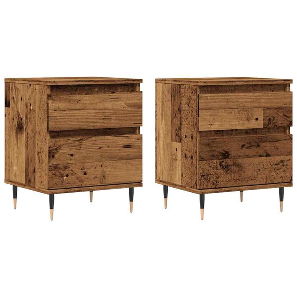 vidaXL Tables de chevet 2 pcs vieux bois 40x35x50 cm bois d&rsquo;ing&eacute;nierie