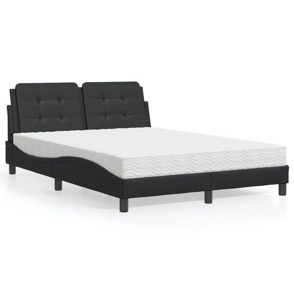 vidaXL Cadre de lit sans matelas Zadar noir 140x190 cm similicuir