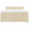 vidaXL Sommier &agrave; lattes de lit avec matelas Cr&egrave;me 200x200 cm Tissu
