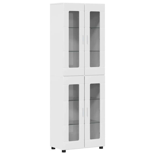 vidaXL Haut Armoire avec porte FLORIN Blanc brillant 60 x 35 x 182 cm