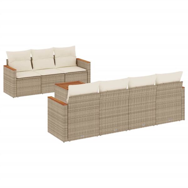 vidaXL Salon de jardin avec coussins 8 pcs beige r&eacute;sine tress&eacute;e