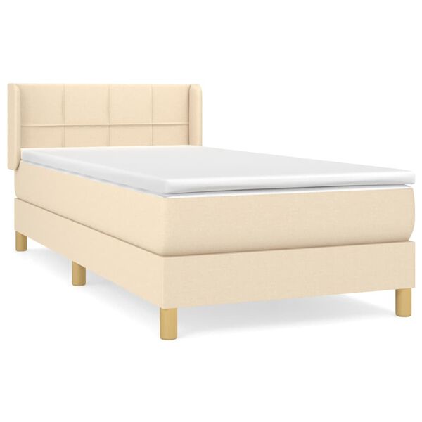 vidaXL Sommier &agrave; lattes de lit avec matelas Cr&egrave;me 90x200 cm Tissu