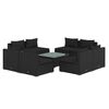 vidaXL Salon de jardin 9 pcs avec coussins R&eacute;sine tress&eacute;e Noir