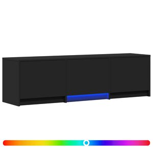 vidaXL Meuble TV avec LED 140 x 34 x 40 cm Noir Bois d&rsquo;ing&eacute;nierie