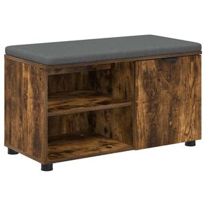 vidaXL Banc d'entr&eacute;e avec coussin Ch&ecirc;ne Fum&eacute; 80 x 38 x 46 cm