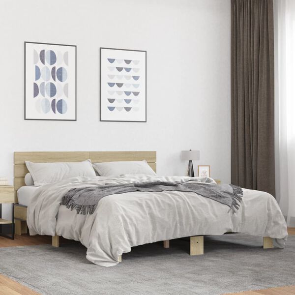 vidaXL Cadre de lit sans matelas ch&ecirc;ne sonoma 150x200 cm