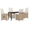 vidaXL Ensemble de salle &agrave; manger pour jardin 5 pcs Beige polyrotin
