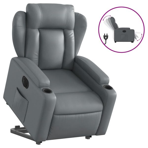 vidaXL Fauteuil inclinable électrique gris similicuir
