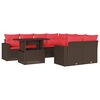 vidaXL Ensemble de canap&eacute; de jardin 9 pcs avec coussins marron r&eacute;sine tress&eacute;e