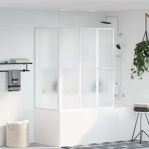 vidaXL Pare baignoire en L 70x120x137 cm 4 panneaux pliables