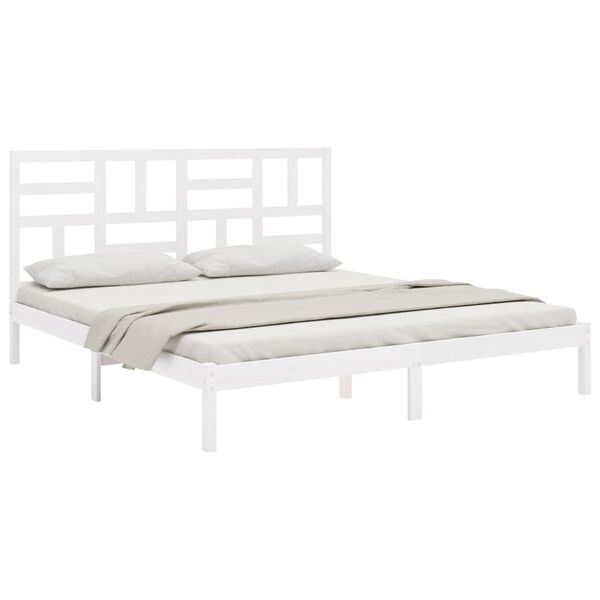 vidaXL Cadre de lit sans matelas blanc bois massif 180x200 cm