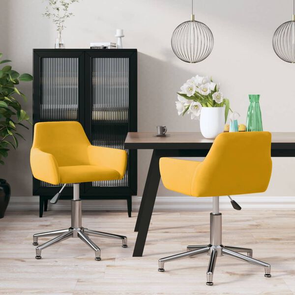 vidaXL Chaises pivotantes &agrave; manger lot de 2 Jaune Velours