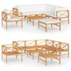 vidaXL Salon de jardin 8 pcs avec coussins cr&egrave;me bois de teck solide