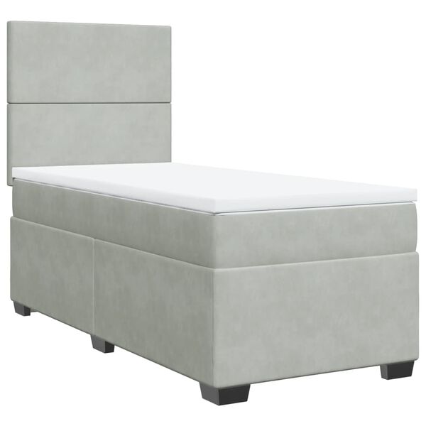 vidaXL Sommier &agrave; lattes de lit et matelas Gris clair 100x200cm Velours