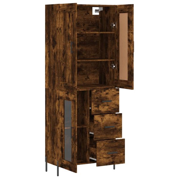 vidaXL Buffet haut Ch&ecirc;ne fum&eacute; 69,5x34x180 cm Bois d'ing&eacute;nierie