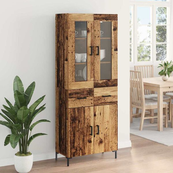 vidaXL Haut Armoire avec tiroir 2 pcs Bois ancien Bois d'ing&eacute;nierie