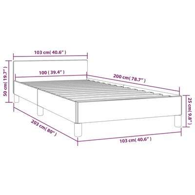 vidaXL Cadre de lit avec tête de lit Gris foncé 100x200 cm Velours