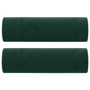 vidaXL Coussins d&eacute;coratifs lot de 2 Vert fonc&eacute; &Oslash;15x50 cm Velours