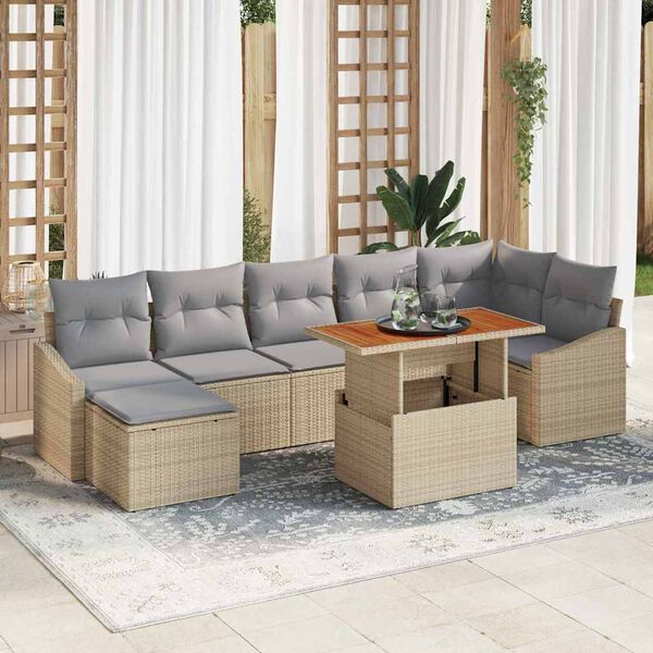 vidaXL Ensemble de salle &agrave; manger pour jardin 8 pcs Beige et gris