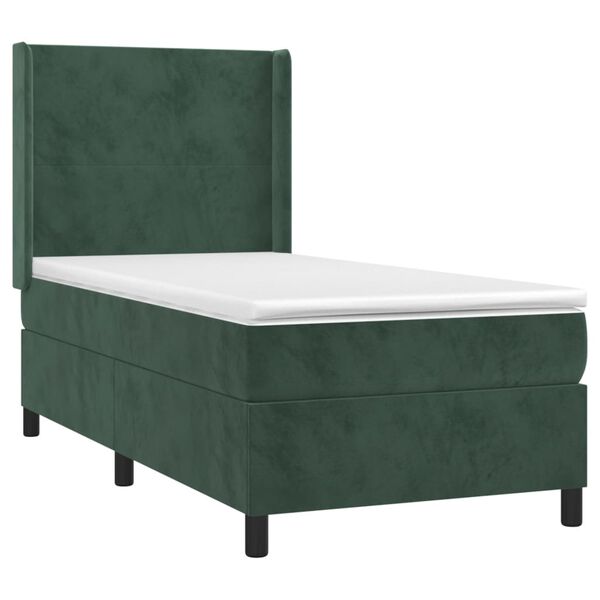 vidaXL Sommier &agrave; lattes de lit avec matelas Vert fonc&eacute; 90x190 cm